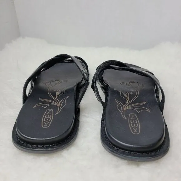 KEEN Sofia Black Leather Slide Strappy Slip-on Women's Sandals Shoes size 7.5