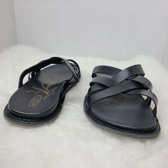KEEN Sofia Black Leather Slide Strappy Slip-on Women's Sandals Shoes size 7.5