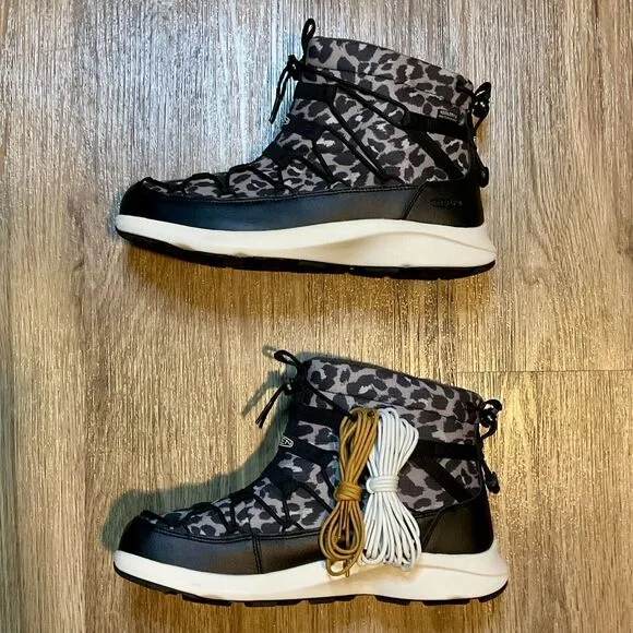 Keen Uneek SNK II Waterproof Chukka Boots Animal Print Silver Women Size‎ 10 New