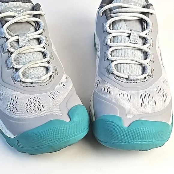 Keen Vapor Porcelain NXIS Speed Light Grey &amp; Turquoise Lace-up Hiking Sneaker