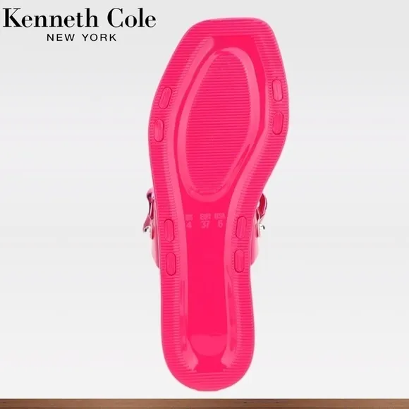 KENNETH COLE Neko Two Band Jelly Slides w/Enamel-Curb-Link-Chain Detail NWT/7M