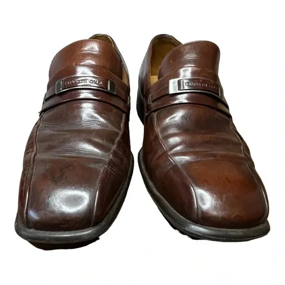Kenneth Cole New‎ York Leather Dress Shoes Loafers Slip On Brown Men Size 9
