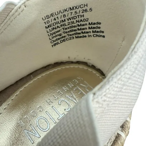 Kenneth Cole Reaction Luna Espadrille Flats 10 Ivory Crystal Summer Minimalist