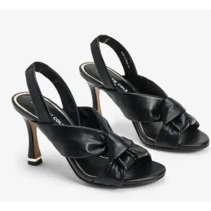 Kenneth Cole Sandals Womens Size 8 Black Faux Leather Slingback Knot Heels