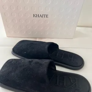 Khaite Black Velvet Slides