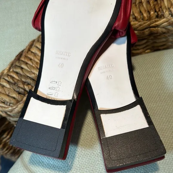 KHAITE Red Leather Slide sandals.
