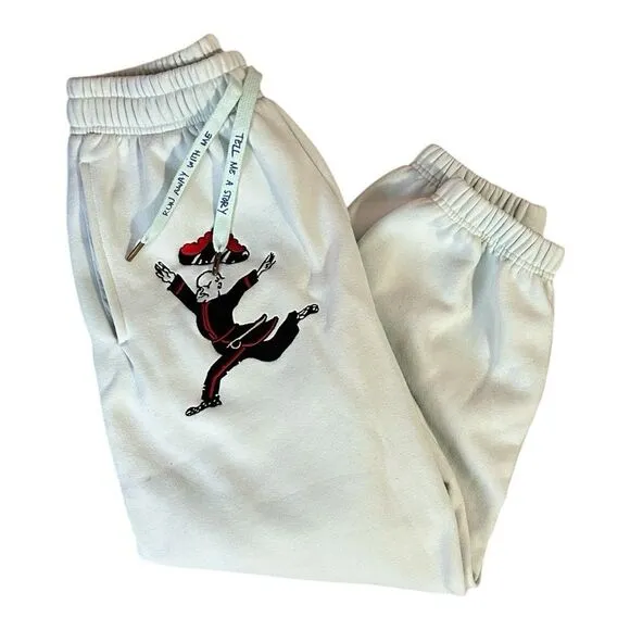 Kidsuper Studios Pants Men Medium Blue Embrodiered Sweatpant Jogger Heavyweight