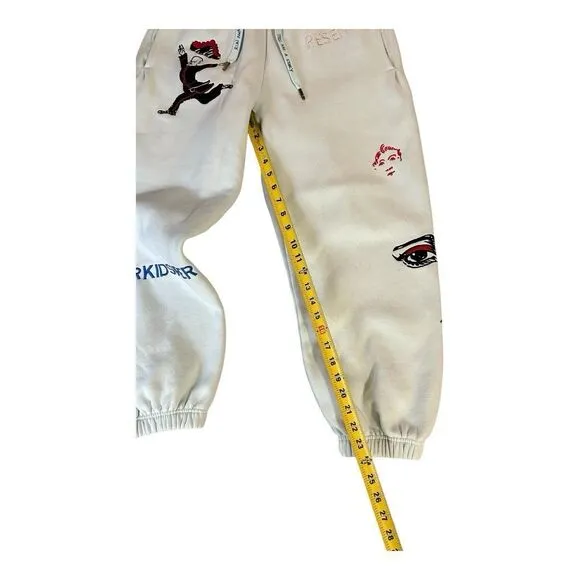 Kidsuper Studios Pants Men Medium Blue Embrodiered Sweatpant Jogger Heavyweight