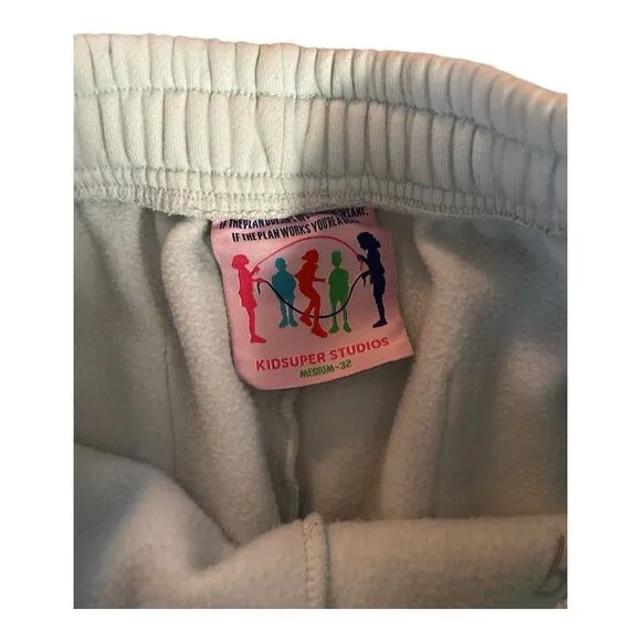 Kidsuper Studios Pants Men Medium Blue Embrodiered Sweatpant Jogger Heavyweight