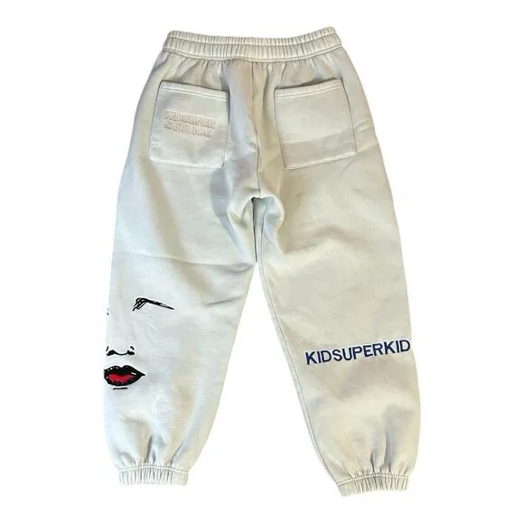 Kidsuper Studios Pants Men Medium Blue Embrodiered Sweatpant Jogger Heavyweight