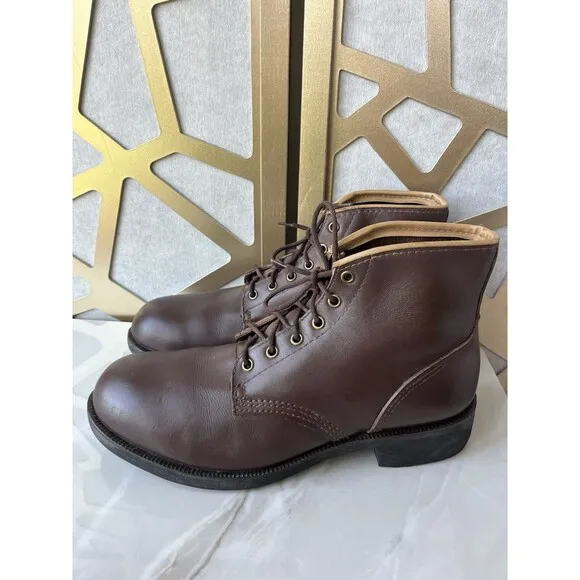 Kingtreads CSA Men Work boots Leather Brown steel toe Sole Sz 9.5 Class Grade 1