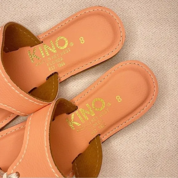 Kino’s Coral Lily Leather Sandals Flip Flops Handmade in Key West Florida New