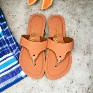 Kino’s Coral Lily Leather Sandals Flip Flops Handmade in Key West Florida New