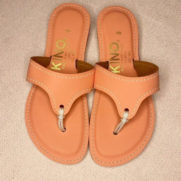 Kino’s Coral Lily Leather Sandals Flip Flops Handmade in Key West Florida New