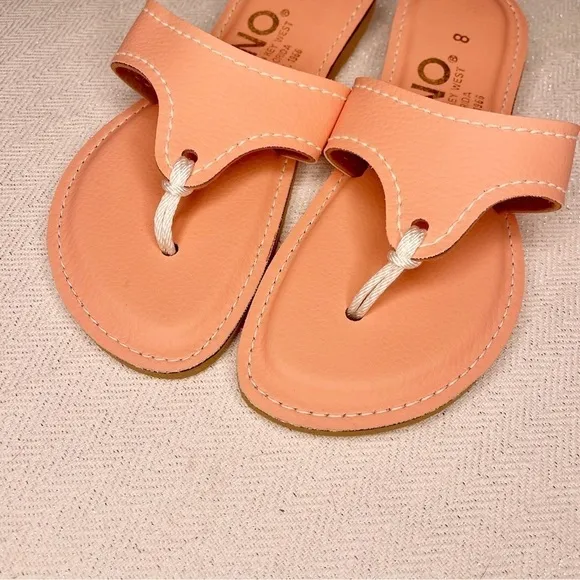 Kino’s Coral Lily Leather Sandals Flip Flops Handmade in Key West Florida New