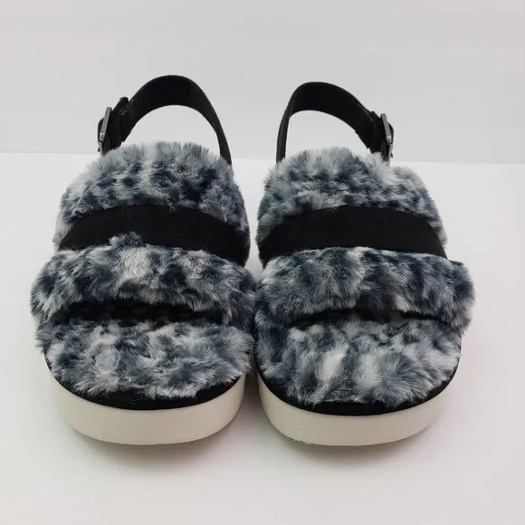 Koolaburra By UGG Fuzzed Out Cheetah Womens Size 10 Black White Slide Sandals