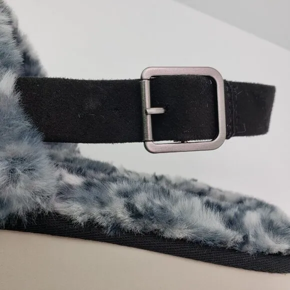 Koolaburra By UGG Fuzzed Out Cheetah Womens Size 10 Black White Slide Sandals