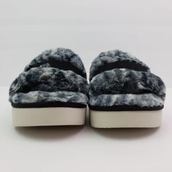 Koolaburra By UGG Fuzzed Out Cheetah Womens Size 10 Black White Slide Sandals