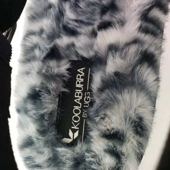 Koolaburra By UGG Fuzzed Out Cheetah Womens Size 10 Black White Slide Sandals