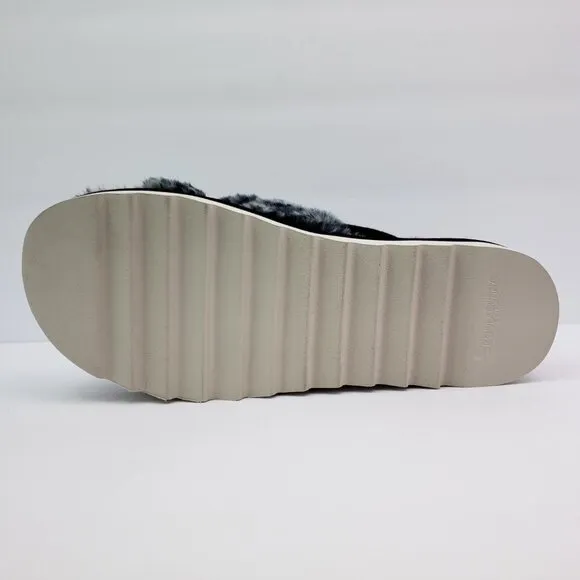 Koolaburra By UGG Fuzzed Out Cheetah Womens Size 10 Black White Slide Sandals