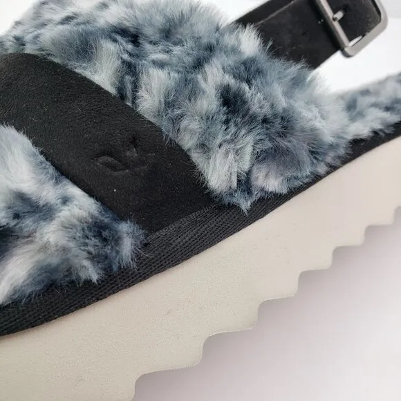 Koolaburra By UGG Fuzzed Out Cheetah Womens Size 10 Black White Slide Sandals