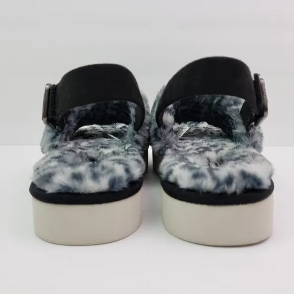 Koolaburra By UGG Fuzzed Out Cheetah Womens Size 10 Black White Slide Sandals