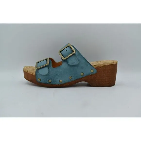 Kork Ease Women Size 10 Saffron Turquoise Full Grain Leather Slide Sandals Shoes