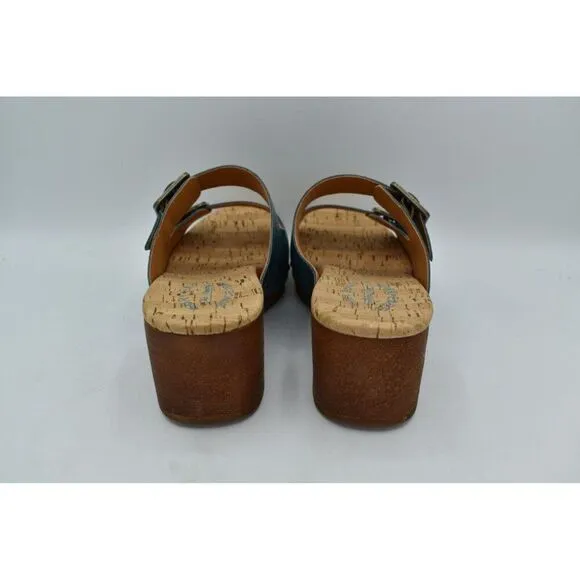 Kork Ease Women Size 10 Saffron Turquoise Full Grain Leather Slide Sandals Shoes