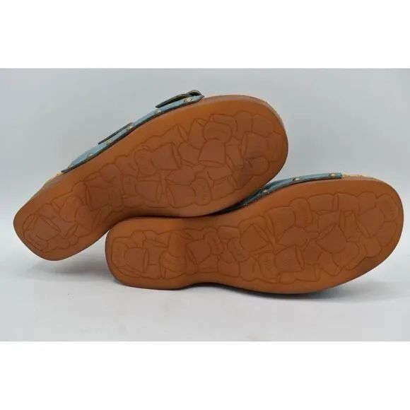 Kork Ease Women Size 10 Saffron Turquoise Full Grain Leather Slide Sandals Shoes