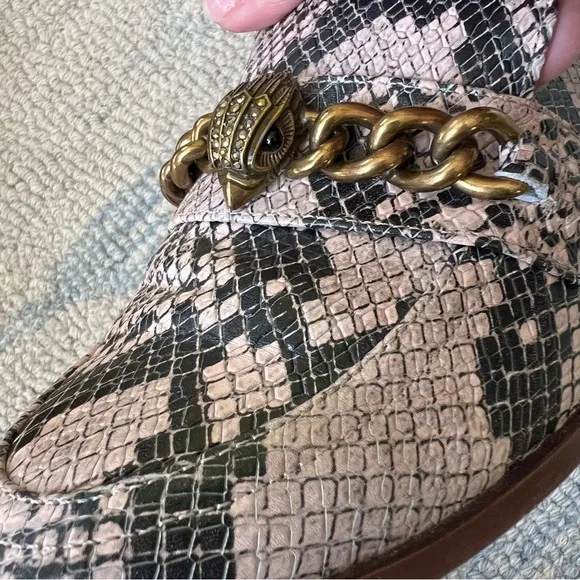 Kurt Geiger London Chelsea Block Heeled Snake Print Loafers Size 9.5