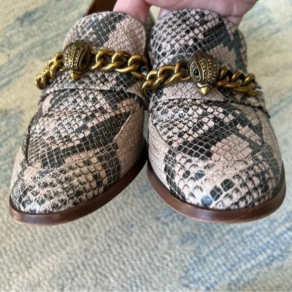 Kurt Geiger London Chelsea Block Heeled Snake Print Loafers Size 9.5