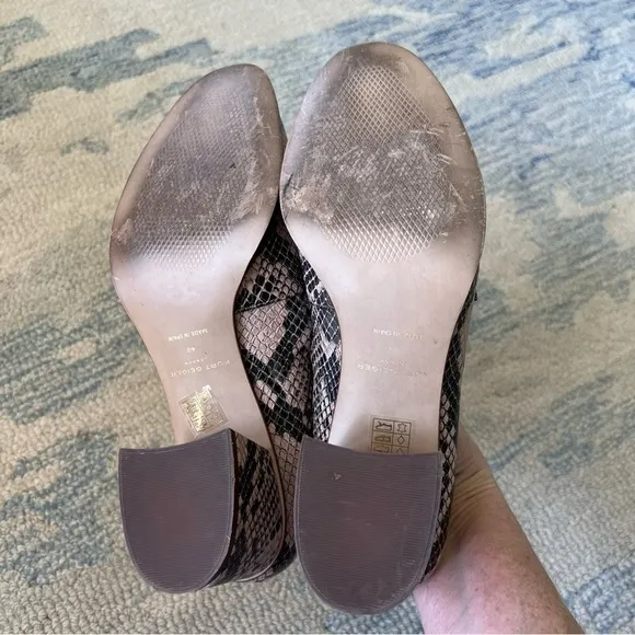 Kurt Geiger London Chelsea Block Heeled Snake Print Loafers Size 9.5