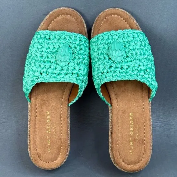 Kurt Geiger London Eagle Crochet Cork Slide Sandals women’s size 10.5 (41)