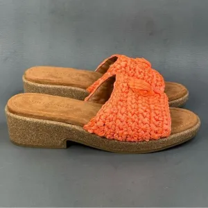 Kurt Geiger Sandals Women's orange Eagle Crochet Cork Slide Sandals size 10.5