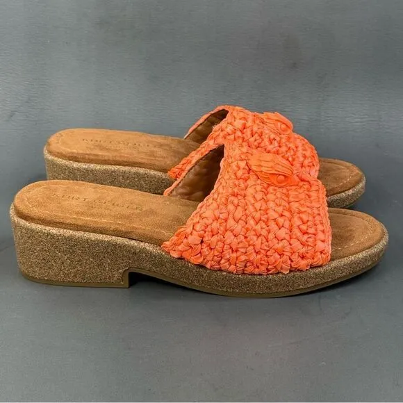 Kurt Geiger Sandals Women's orange Eagle Crochet Cork Slide Sandals size 10.5