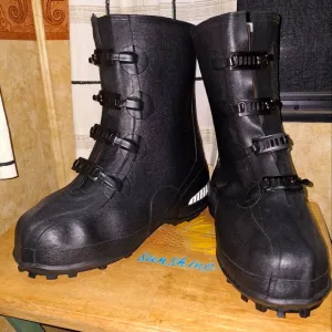 La Crosse Tracton 12&quot; Overshoe Black Heavy-Duty Boots with Buckle Straps