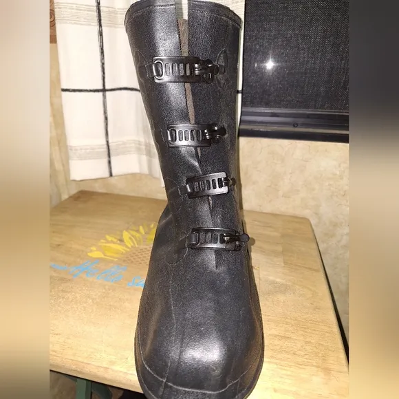 La Crosse Tracton 12&quot; Overshoe Black Heavy-Duty Boots with Buckle Straps