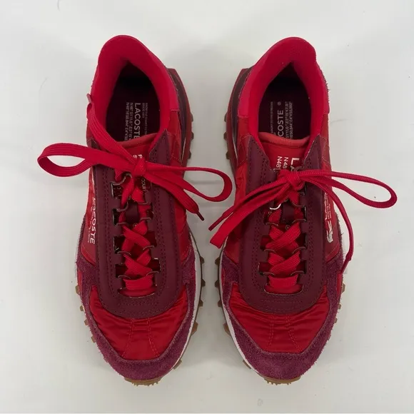 Lacoste Elite Active Colorful Red Suede Athletic Outdoor Lace Up Sneakers 9