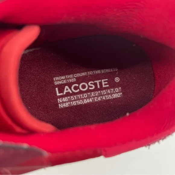 Lacoste Elite Active Colorful Red Suede Athletic Outdoor Lace Up Sneakers 9