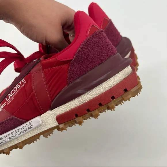 Lacoste Elite Active Colorful Red Suede Athletic Outdoor Lace Up Sneakers 9