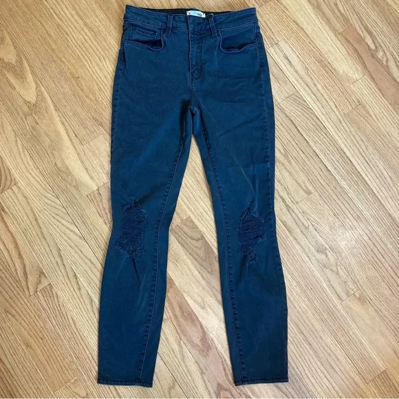 L’AGENCE Margot Gray Coal Destruct Distressed Skinny Cropped Jeans NWT