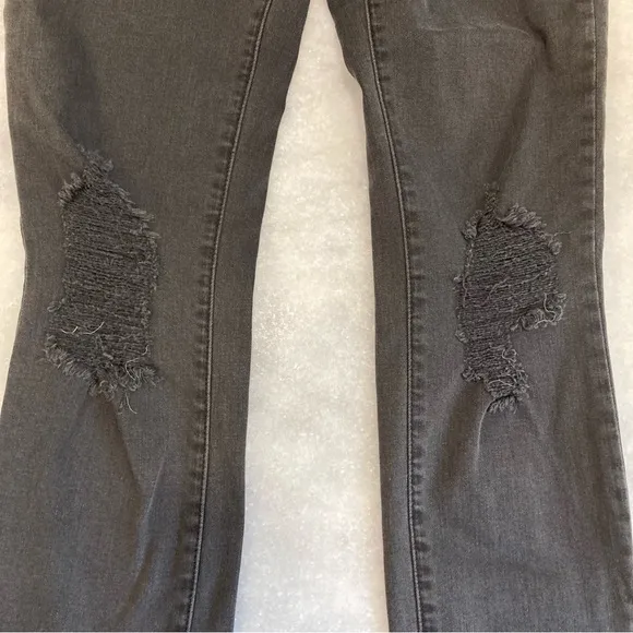 L’AGENCE Margot Gray Coal Destruct Distressed Skinny Cropped Jeans NWT