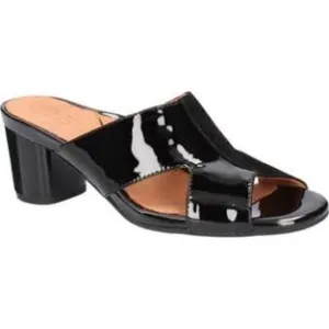 L'Amour Des Pieds Slide Sandals Womens 8.5 Black Brown Patent Leather Preppy S31
