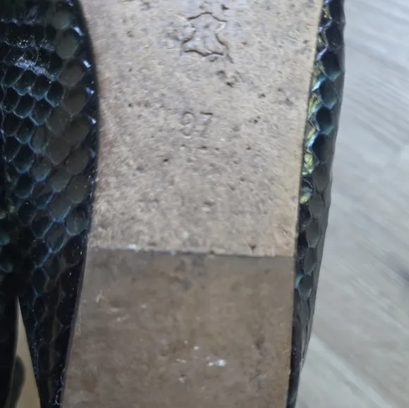 Lanvin Black and Green Python Embossed Leather Ballet Flats Size 37
