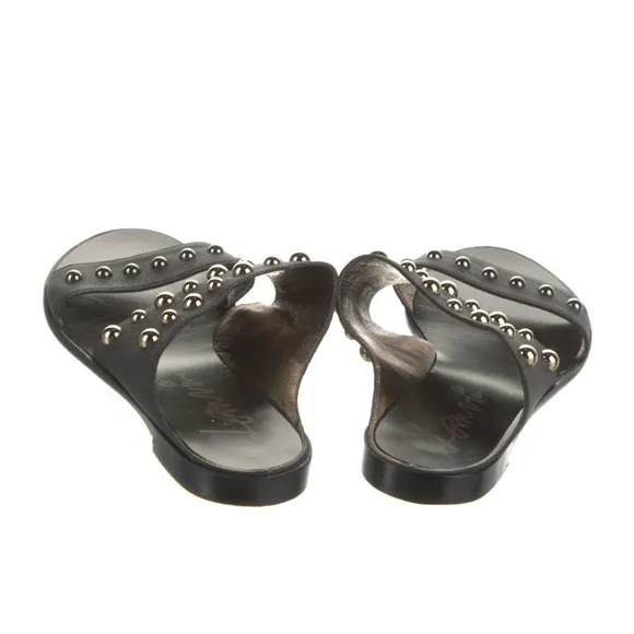 LANVIN Black Studded Women's Slide Sandals