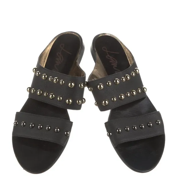 LANVIN Black Studded Women's Slide Sandals