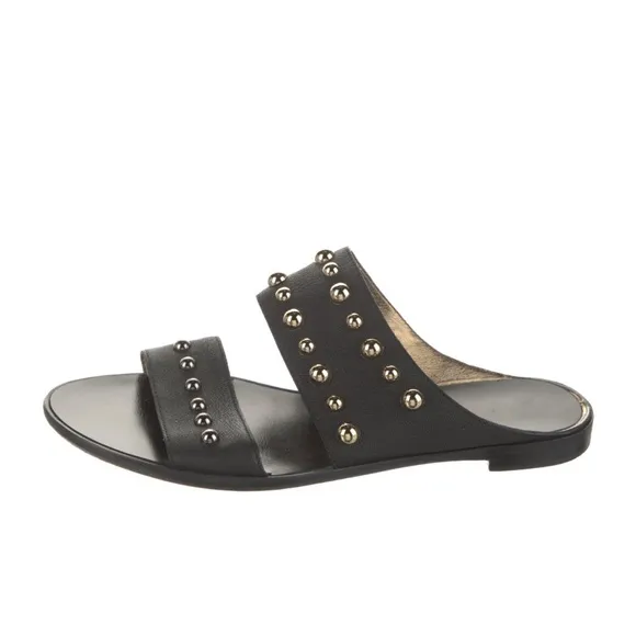 LANVIN Black Studded Women's Slide Sandals