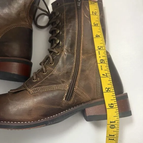 Laredo Sara Rose 52062 Boots Women's 8.5M Brown  Lace Up Kelty Ropers Western