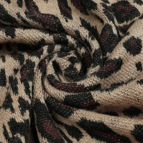 Large Leopard Plush Faux Fur Heavy Cardigan Oversized Sweater Cape Poncho Jacket