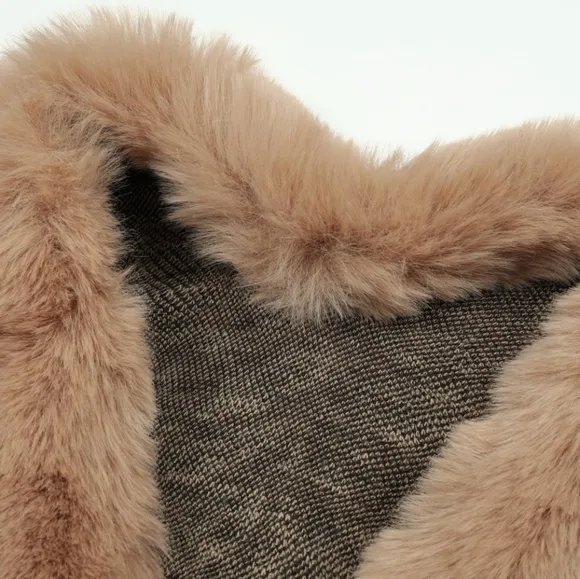Large Leopard Plush Faux Fur Heavy Cardigan Oversized Sweater Cape Poncho Jacket
